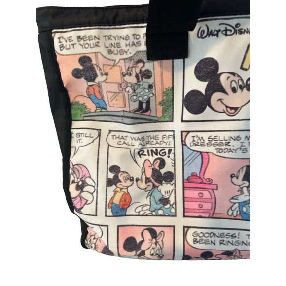 Disney Store Mickey & Minnie Mouse Cartoon Comic Strip Tote Bag Shoulder Shopper - Picture 5 of 7